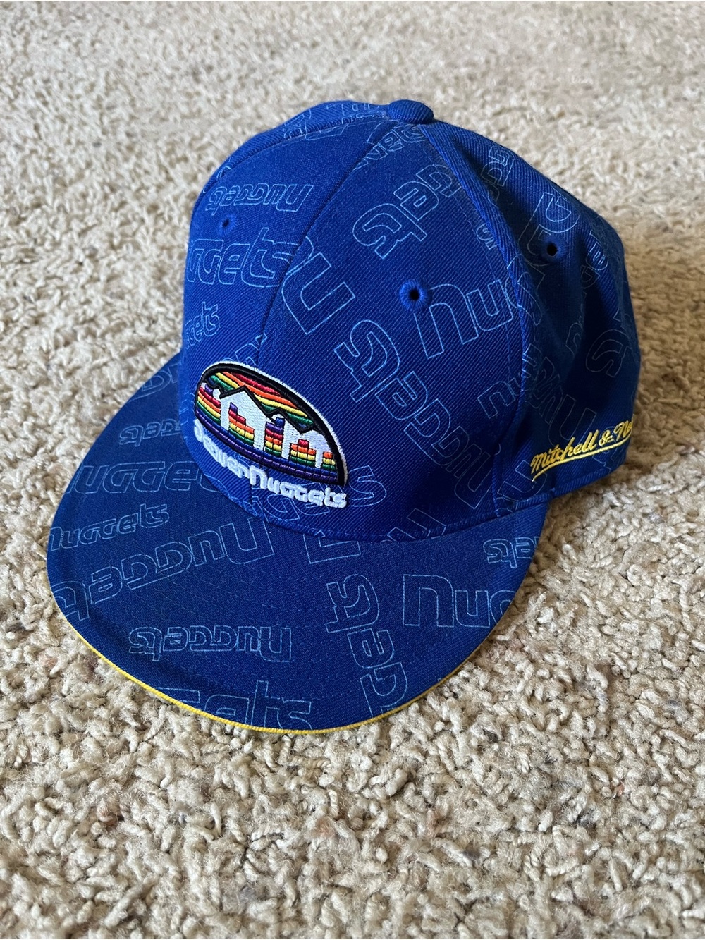 Mitchell & Ness Denver Nuggets Hardwood Classics Blue Fitted Graphic Hat